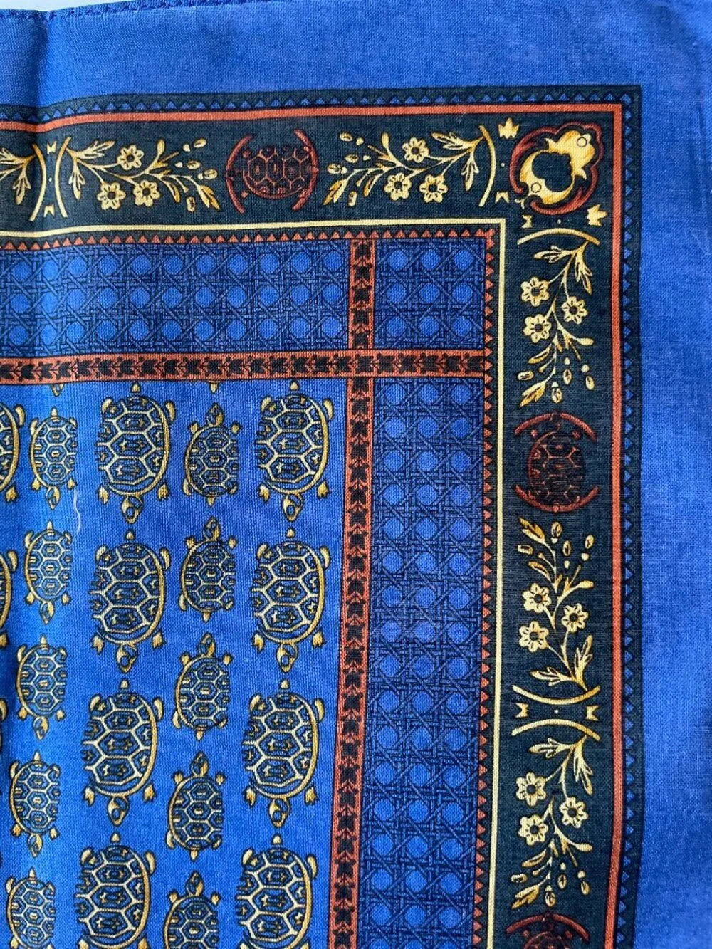 Christian Dior Vintage Cotton Scarf | NWT | Turtle Print | Rolled Hem